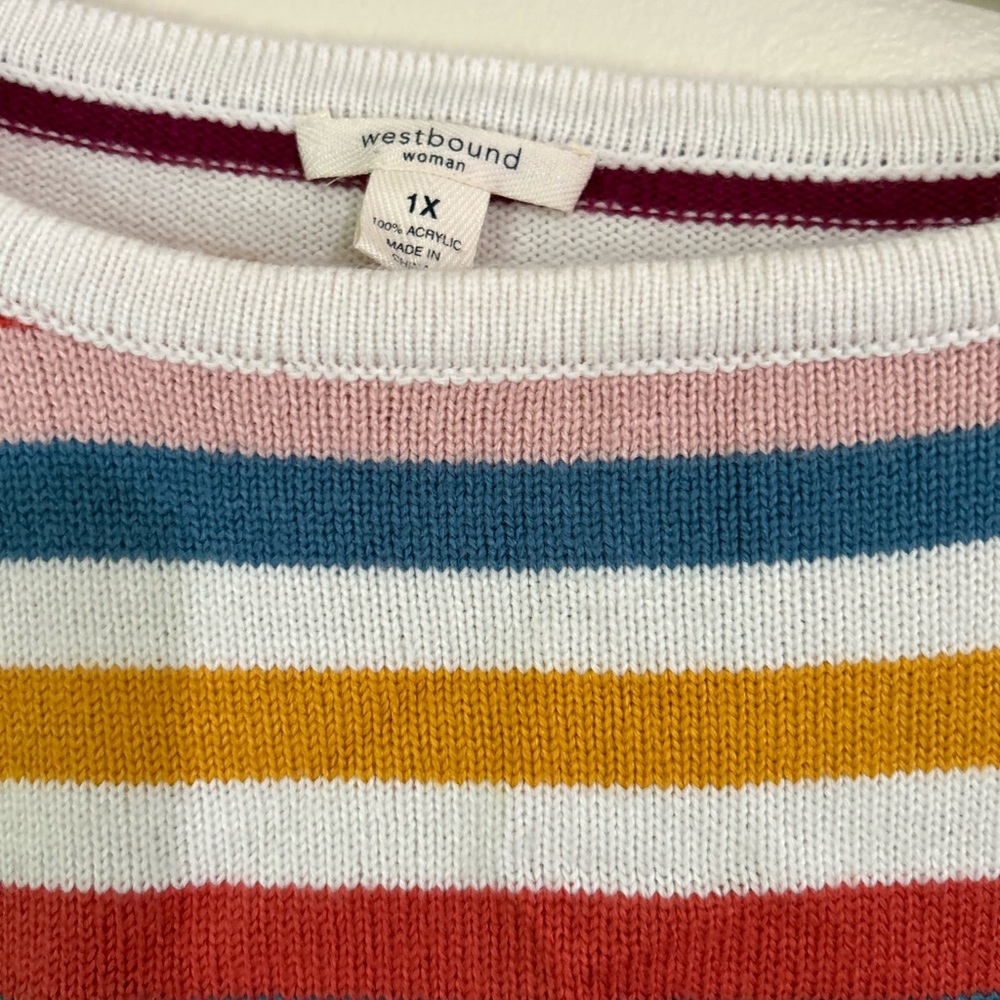 Westbound Multicolor Striped Women's Sweatshirt - Picture 2 of 4